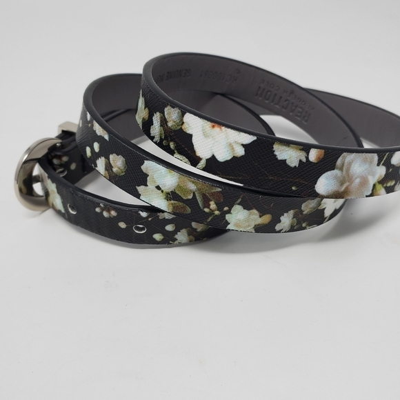 KENNETH COLE REACTION SET OF 2 SKINNY BELTS PEACOCK BLUE BLACK FLORAL WOMEN M - Picture 13 of 15